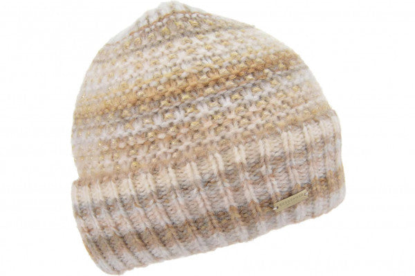 SEEBERGER knit beanie with turn-up in camel/nutria