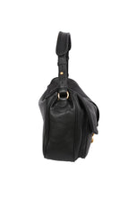 Load image into Gallery viewer, Abro Large Star Saddle Leather Shoulder Bag in Black