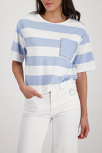 Load image into Gallery viewer, Monari Sweatshirt with Stripes in Sea Blue