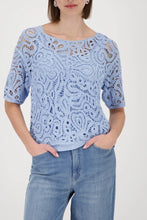 Load image into Gallery viewer, Monari Knitted Jumper with Cornelly Pattern in Sea Blue