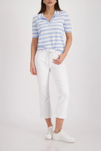 Load image into Gallery viewer, Monari Polo Jumper with Stripes in Sea Blue