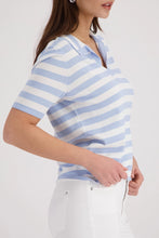 Load image into Gallery viewer, Monari Polo Jumper with Stripes in Sea Blue