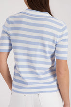 Load image into Gallery viewer, Monari Polo Jumper with Stripes in Sea Blue