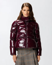 Load image into Gallery viewer, Pinko Padded Crystal Nylon Pea Coat in Bordeaux