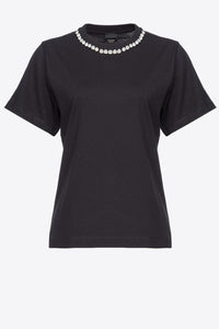 Pinko T-Shirt with Shiny Embroidery in Black