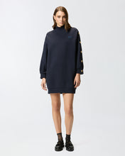 Load image into Gallery viewer, Pinko Buttoned Fleece Maxi-Sweater in Navy