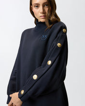 Load image into Gallery viewer, Pinko Buttoned Fleece Maxi-Sweater in Navy