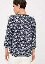 Load image into Gallery viewer, Olsen Allover Geo Print T-Shirt in Navy
