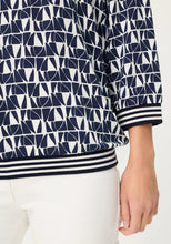 Load image into Gallery viewer, Olsen Allover Geo Print T-Shirt in Navy
