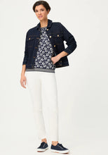 Load image into Gallery viewer, Olsen Allover Geo Print T-Shirt in Navy