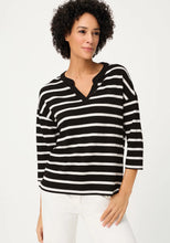 Load image into Gallery viewer, Olsen Striped Rib Knit T-Shirt in Black/White