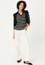 Load image into Gallery viewer, Olsen Striped Rib Knit T-Shirt in Black/White