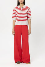 Load image into Gallery viewer, Luisa Cerano Striped Cashmere Blend Polo in Cherry Red