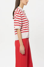 Load image into Gallery viewer, Luisa Cerano Striped Cashmere Blend Polo in Cherry Red