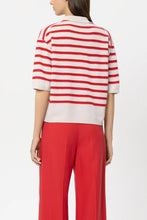 Load image into Gallery viewer, Luisa Cerano Striped Cashmere Blend Polo in Cherry Red