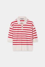 Load image into Gallery viewer, Luisa Cerano Striped Cashmere Blend Polo in Cherry Red