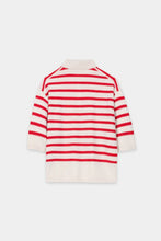 Load image into Gallery viewer, Luisa Cerano Striped Cashmere Blend Polo in Cherry Red