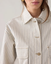 Load image into Gallery viewer, Summum Denim Jacket with Herringbone Stripe in Ivory