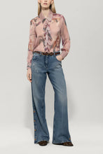 Load image into Gallery viewer, Luisa Cerano Silk Blouse with Flower