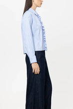 Load image into Gallery viewer, Luisa Cerano Striped Blouse with a Frill in Blue