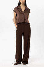 Load image into Gallery viewer, Luisa Cerano Long-Sleeved Silk Blouse in Marone