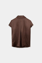 Load image into Gallery viewer, Luisa Cerano Long-Sleeved Silk Blouse in Marone