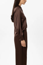 Load image into Gallery viewer, Luisa Cerano Long-Sleeved Silk Blouse in Marone