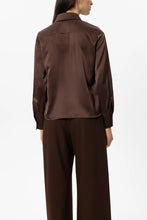 Load image into Gallery viewer, Luisa Cerano Long-Sleeved Silk Blouse in Marone