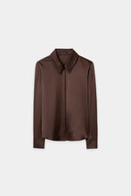 Load image into Gallery viewer, Luisa Cerano Long-Sleeved Silk Blouse in Marone