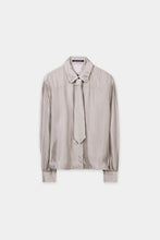 Load image into Gallery viewer, Luisa Cerano Semi-Sheer Shirt with Tie in Pearl