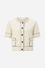 Load image into Gallery viewer, Rich & Royal Boucle Cardigan with Contrast Stitching