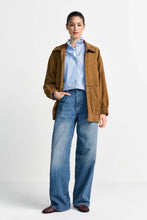 Load image into Gallery viewer, Rich & Royal Pinstriped Blouse with Ruffle Collar in Blue