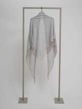 Load image into Gallery viewer, Herzen's Shawl with Tassels 5000 in Light Silver/ Mushroom