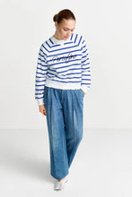 Load image into Gallery viewer, Rich & Royal Striped Sweaty with Application in Royal Blue