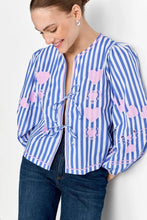 Load image into Gallery viewer, Rich & Royal Striped Blouse with Heart Embroidery