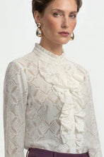 Load image into Gallery viewer, Rich & Royal White Blouse with Ruffles