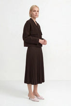 Load image into Gallery viewer, Rich & Royal Pleated Midi Skirt in Chocolate Torte