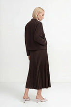 Load image into Gallery viewer, Rich & Royal Pleated Midi Skirt in Chocolate Torte