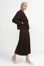 Load image into Gallery viewer, Rich & Royal Pleated Midi Skirt in Chocolate Torte