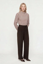 Load image into Gallery viewer, Rich & Royal Striped Ruffled Collar Blouse in Chocolate Torte