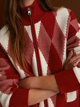 Load image into Gallery viewer, Varley Karina Jacquard Knit Jacket in Red Dahlia