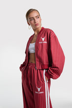Load image into Gallery viewer, Alix The Label Pinstriped Cropped Training Jacket in Red