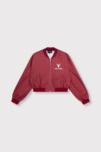 Load image into Gallery viewer, Alix The Label Pinstriped Cropped Training Jacket in Red