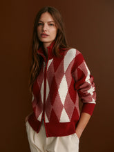 Load image into Gallery viewer, Varley Karina Jacquard Knit Jacket in Red Dahlia
