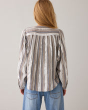 Load image into Gallery viewer, Summum Striped Lurex Blouse in Blue