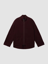 Load image into Gallery viewer, Repeat Italian Lambswool Rib-Knit Zip Cardigan in Lava