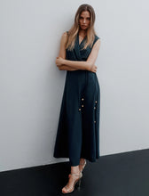 Load image into Gallery viewer, Marella Sleeveless Envers Satin Dress in Peacock Blue