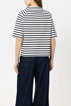 Load image into Gallery viewer, Luisa Cerano Striped Shirt with Button Detail in Navy