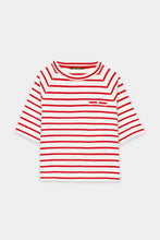 Load image into Gallery viewer, Luisa Cerano Striped Shirt with Button Detail in Red