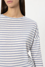Load image into Gallery viewer, Luisa Cerano Striped Shirt with Ribbed Detail in Blue